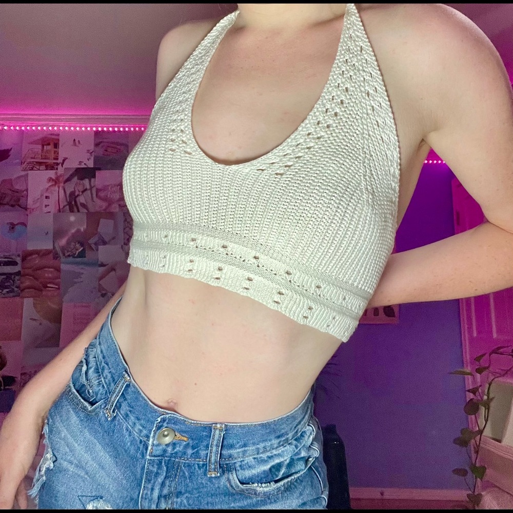 Nordstrom White Knit Halter Top